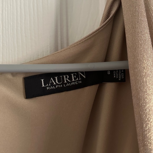 Lauren Ralph Lauren Foil-Print Jersey Surplice Gown Gold size 8 - Picture 4 of 10